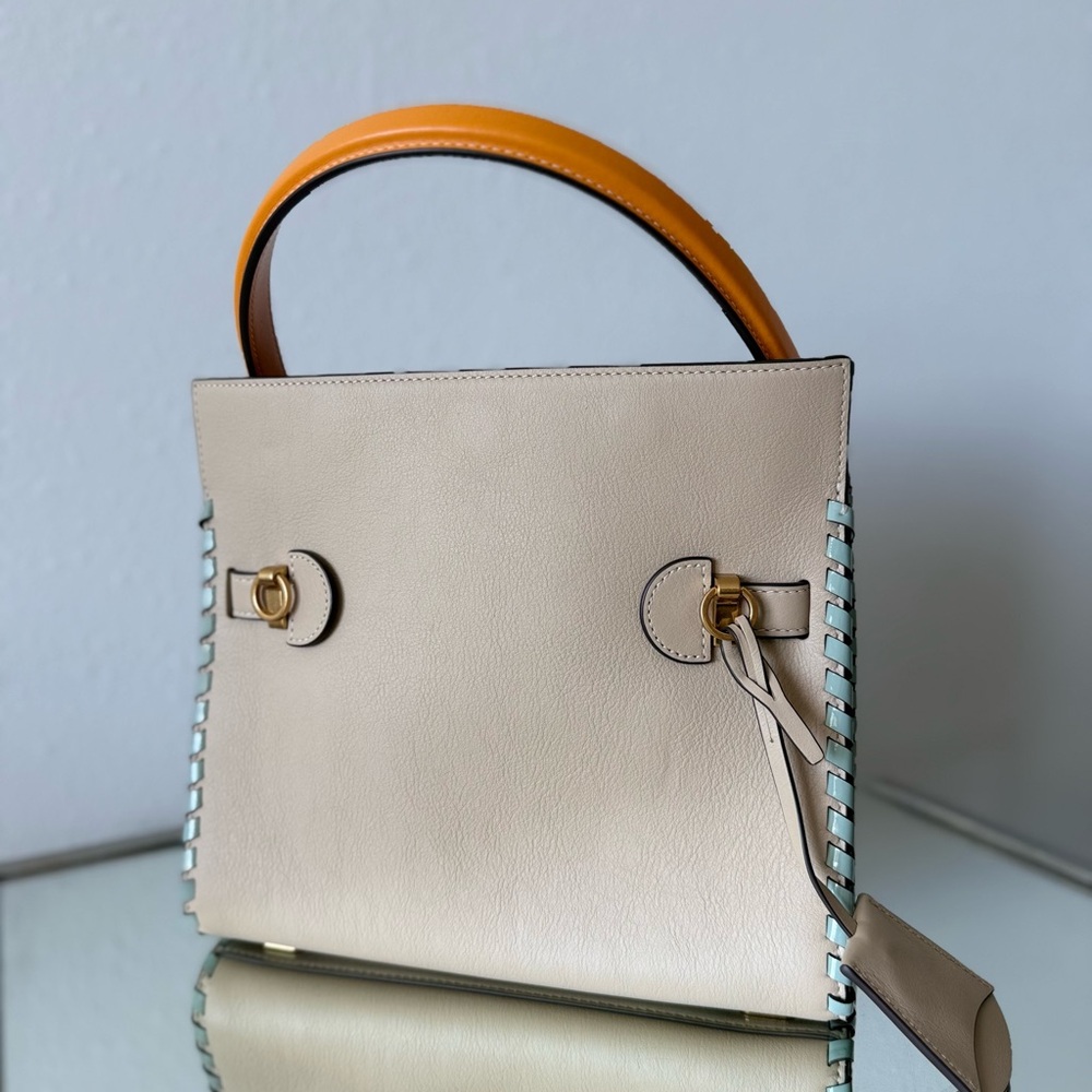 Like new Tory Burch Lee Radziwill Small Whipstitch Leather Satchel Bag - Picture 6 of 10